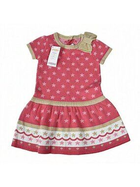 NWT‎ Gymboree Sweater Dress Pink Gold Sparkly  Knit Size 18-24M